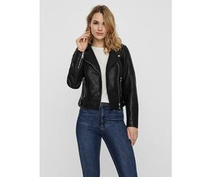 Lederimitatjacke VERO MODA "VMKERRI ULTRA", Damen, Gr. L, schwarz, Web, Obermaterial: 50% Polyester, 50% Viskose. Beschichtung: 100% Polyurethan. Futter: 100% Polyester, unifarben, sehr figurbetont ta
