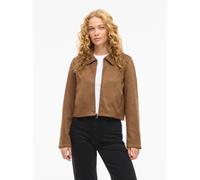Lederimitatjacke VILA "VIMOODY L/S FAKE SUEDE JACKET - NOOS", Damen, Gr. 34, toasted coconut, Web, Obermaterial: 92% Polyester, 8% Elasthan, unifarben, regular fit taillenbedeckt, Jacken Lederimitatja