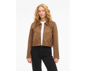 Lederimitatjacke VILA "VIMOODY L/S FAKE SUEDE JACKET - NOOS", Damen, Gr. 34, toasted coconut, Web, Obermaterial: 92% Polyester, 8% Elasthan, unifarben, regular fit taillenbedeckt, Jacken (63734327-34)