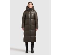 Lederimitatmantel KHUJO "DESTINY", Damen, Gr. XL, braun, 100% Polyurethan, unifarben, regular fit wadenlang, eingesetzt Rippbündchen mit Windstopper, Mäntel (91750501-XL) braun