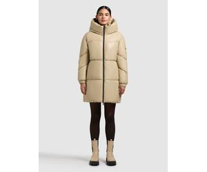 Lederimitatmantel KHUJO "LORSA", Damen, Gr. XS, beige, 100% Polyurethan, unifarben, regular fit, eingesetzt gesmokt mit Gummizug, Mäntel (57211261-XS) beige