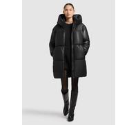 Lederimitatmantel KHUJO "LORSA", Damen, Gr. XS, schwarz, 100% Polyurethan, unifarben, regular fit, eingesetzt gesmokt mit Gummizug, Mäntel (70650746-XS) schwarz