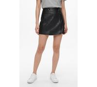 Lederimitatrock ONLY "ONLASTRIA FAUX LEATHER SHORT SKIRT OTW", Damen, Gr. XS (34), schwarz, Web, Obermaterial: 100% Polyester, unifarben, kurz, Röcke, mit Knopf Details, softes Lederimitat (94272469-X