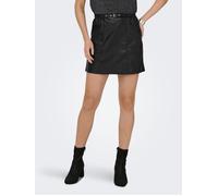 ONLY Damen Mini Bleistift Kunstleder Rock | High Waist Stretch Lederoptik | Kurz mit Gummibund ONLHEIDI, Farben:Schwarz, Größe:XS