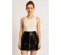 Lederimitatrock ONLY "ONLKAMILLA PATENT SKIRT CC OTW", Damen, Gr. XS (34), schwarz, Web, Obermaterial: 100% Polyester, unifarben, regular fit kurz, Röcke (92067402-XS) schwarz