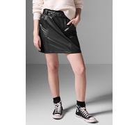 Lederimitatrock STREET ONE STUDIO, Damen, Gr. 44, schwarz, Stoff, 100% Polyester, unifarben, gerade kurz, Röcke, mit Gürtel (37442205-44) schwarz