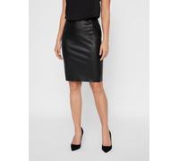 Lederimitatrock VERO MODA "VMBUTTERSIA HW COATED SKIRT NOOS", Damen, Gr. XS (34), schwarz, Obermaterial: 100% Polyester, unifarben, sehr figurbetont kniefrei, Röcke, Topseller (44050707-XS) schwarz