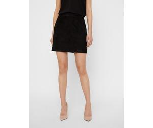Lederimitatrock VERO MODA "VMDONNADINA FAUXSUEDE SHORT SKIRT", Damen, Gr. S (36), schwarz, Web, Obermaterial: 90% Polyester, 10% Elasthan, unifarben, kurz, Röcke, Materialmix, weiches Wildlederimitat,