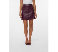 Lederimitatrock VERO MODA "VMNELLY HR SHORT PL SKIRT NOOS", Damen, Gr. L, rot (winetasting), Web, Obermaterial: 100% Polyester, unifarben, kurz, Röcke, Lederimitat, high waist (61658554-L) winetasting