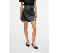 Lederimitatrock VERO MODA "VMNELLY HR SHORT PL SKIRT NOOS", Damen, Gr. XS (34), schwarz, Web, Obermaterial: 100% Polyester, unifarben, kurz, Röcke, Lederimitat, high waist (43447156-XS) schwarz