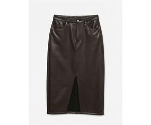 Lederimitatrock VERO MODA "VMVERI HR CALF PL SKIRT NOOS", Damen, Gr. M, chocolate torte, Web, Obermaterial: 96% Polyester, 4% Elasthan, unifarben, wadenlang, Röcke, Lederimitat, mit Stretch, high wais