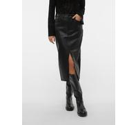Lederimitatrock VERO MODA "VMVERI HR CALF PL SKIRT NOOS", Damen, Gr. S (36), schwarz, Web, Obermaterial: 96% Polyester, 4% Elasthan, unifarben, wadenlang, Röcke, Lederimitat, mit Stretch, high waist (