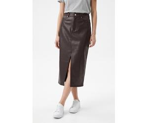 Lederimitatrock VERO MODA "VMVERI HR CALF PL SKIRT NOOS", Damen, Gr. S, chocolate torte, Web, Obermaterial: 96% Polyester, 4% Elasthan, unifarben, wadenlang, Röcke, Lederimitat, mit Stretch, high wais