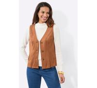 Lederimitatweste CASUAL LOOKS, Damen, Gr. 42, braun (cognac), 90% Polyester, 10% Elasthan, unifarben, Westen (53260848-42) cognac