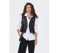 Lederimitatweste ONLY "ONLVERA FAUX LEATHER WAISTCOAT OTW NOOS", Damen, Gr. S, schwarz, Web, Obermaterial: 88% Polyester, 9% Baumwolle, 3% Viskose, unifarben, regular fit, Westen (11456659-S) schwarz