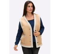 Lederimitatweste SHEEGO, Damen, Gr. 58, camel, 100% Polyester, Besatz:100% Polyester, gemustert, mehrfarbig, Westen (37558522-58) camel