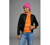 Lederjacke ALPENBLITZ "Athen", Damen, Gr. 34, schwarz, Obermaterial: 100% Lammnappaleder. Futter: 100% Polyester, unifarben, sehr figurbetont kurz, abgesteppte Kante mit Reißverschluss, Jacken, aus we