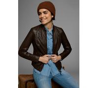 Lederjacke ALPENBLITZ "Athen", Damen, Gr. 50, braun, Obermaterial: 100% Lammnappaleder. Futter: 100% Polyester, unifarben, sehr figurbetont kurz, abgesteppte Kante mit Reißverschluss, Jacken Lederjack