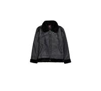 Lederjacke ALPHA INDUSTRIES "B-3 Faux Leather", Herren, Gr. S, schwarz (schwarz, schwarz), Obermaterial: 100% Polyester, Kunstfell: 100% Polyester, Jacken (69870404-S) schwarz, schwarz