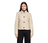 Lederjacke AMBER & JUNE "Damen mit Kragen", Damen, Gr. 44, beige, Obermaterial: 100% Polyurethan, 100% Polyester; Futter: 100% Polyester, gerade, Jacken (15651751-44) beige
