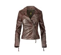Lederjacke APPLE OF EDEN "Apple of Eden Lederjacke AOE-102", Damen, Gr. 44, braun, Obermaterial: 100% Lammleder LEL. Futter: 100% Polyester PES., uni, regular fit, V-Ausschnitt, Jacken, aus weichem Le
