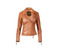 Lederjacke APPLE OF EDEN "Apple of Eden Lederjacke AOE-114", Damen, Gr. 38, braun (cognac), Obermaterial: 100% Lammleder LEL. Futter: 100% Polyester PES., uni, regular fit, V-Ausschnitt, Jacken, aus w