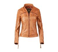 Lederjacke APPLE OF EDEN "Apple of Eden Lederjacke AOE-142", Damen, Gr. 46, braun (cognac), Obermaterial: 100% Lammleder LEL. Futter: 100% Polyester PES. 100% Polyester PES., uni, regular fit, Rundhal
