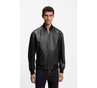 Lederjacke BOSS ORANGE "Jakri", Herren, Gr. 52, schwarz001, Obermaterial: 100% Lammleder, unifarben, regular fit normal, Rundhals, Rippbündchen, Jacken Lederjacke (91902057-52)