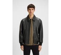 Lederjacke BOSS ORANGE "Joberg", Herren, Gr. 54, schwarz (schwarz001), Obermaterial: 100% Schafsleder, unifarben, casual, regular fit hüftlang, Langarm Strickbündchen, Jacken, mit Reißverschlusstasche