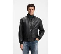 Lederjacke BOSS ORANGE "Jokans", Herren, Gr. 46, schwarz (schwarz001), Obermaterial: 100% Lammleder, unifarben, regular fit hüftlang, Rippbündchen, Jacken, Bomberjacke aus Nappaleder, Regular Fit (265