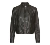 Lederjacke BOSS ORANGE "Saleste Premium Damenmode", Damen, Gr. 36, schwarz (schwarz 001), Obermaterial: 100% Lammleder, unifarben, regular fit, mit Reißverschluss, Jacken, aus fein genarbtem Leder (14