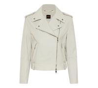 Lederjacke BOSS ORANGE "Sandy Premium Damenmode", Damen, Gr. 42, open weiß 118, Obermaterial: 100% Büffelleder, unifarben, Jacken Lederjacke, mit genarbter Struktur (71753963-42)