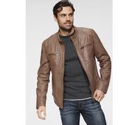 Lederjacke BRUNO BANANI "Flint", Herren, Gr. L (52), braun (cognac), Obermaterial: 100% Lammnappaleder. Futter: 100% Baumwolle. Ärmelfutter: 100% Polyester, used, tailliert, mit Knopf, Jacken, aus Lam