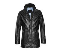Lederjacke BUGATTI "BUAGOSTINO", Herren, Gr. 52, schwarz, Obermaterial: 100% Lammleder LEL., uni, regular fit, V-Ausschnitt, Jacken, aus weichem Leder (81431243-52) schwarz