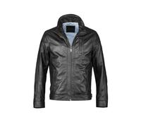 Lederjacke BUGATTI "BUALEXIO", Herren, Gr. 60, schwarz, Obermaterial: 100% Lammleder LEL. Futter: 50% Baumwolle CO. 50% Polyester PES. 50% Baumwolle CO. 50% Polyester PES., uni, modern fit, Rundhals,