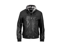 Lederjacke BUGATTI "BUARTURO", Herren, Gr. 58, schwarz, Obermaterial: 100% Lammleder LEL. Futter: 100% Polyester PES., regular fit, Rundhals, Jacken, Stehkragen mit weichem Felleinsatz (86429466-58) s
