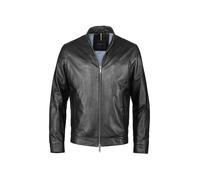 Lederjacke BUGATTI "BUBORMIO", Herren, Gr. 54, schwarz, Obermaterial: 100% Lammleder LEL. Futter: 50% Baumwolle CO. 50% Polyester PES. 50% Baumwolle CO. 50% Polyester PES., uni, modern fit, Rundhals, 
