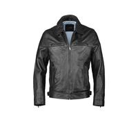 Lederjacke BUGATTI "BUCASIMIRO", Herren, Gr. 58, schwarz, Obermaterial: 100% Lammleder LEL. Futter: 50% Baumwolle CO. 50% Polyester PES. 50% Baumwolle CO. 50% Polyester PES., uni, modern fit, Rundhals