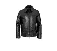 Lederjacke BUGATTI "BUDANTE", Herren, Gr. 58, schwarz, Obermaterial: 100% Lammleder LEL. Futter: 100% Polyester PES., regular fit, Rundhals, Jacken, aus hochwertigem Leder (79771205-58) schwarz