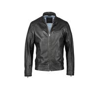 Lederjacke BUGATTI "BUDOMENICO", Herren, Gr. 54, schwarz, Obermaterial: 100% Lammleder LEL. Futter: 50% Baumwolle CO. 50% Polyester PES. 50% Baumwolle CO. 50% Polyester PES., uni, modern fit, Rundhals