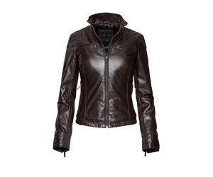 Lederjacke BUGATTI "bugatti Lederjacke", Damen, Gr. 38, braun (d braun), Obermaterial: 100% Lammleder LEL., uni, regular fit, Jacken, Taillierter Schnitt (13577156-38) d braun
