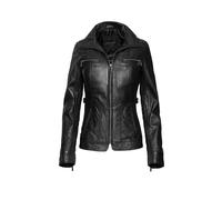 Lederjacke BUGATTI "bugatti Lederjacke", Damen, Gr. 38, schwarz, Obermaterial: 100% Lammleder LEL., uni, regular fit, Jacken, sportives Design (19572535-38) schwarz