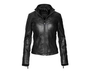 Lederjacke BUGATTI "bugatti Lederjacke", Damen, Gr. 40, schwarz, Obermaterial: 100% Lammleder LEL., uni, regular fit, Jacken, Taillierter Schnitt (78062945-40) schwarz
