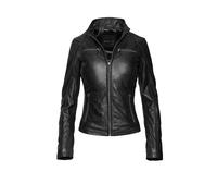 Lederjacke BUGATTI "bugatti Lederjacke", Damen, Gr. 44, schwarz, Obermaterial: 100% Lammleder LEL., uni, regular fit, Jacken, aus hochwertigem Leder (20775840-44) schwarz