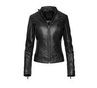 Lederjacke BUGATTI "bugatti Lederjacke", Damen, Gr. 44, schwarz, Obermaterial: 100% Lammleder LEL., uni, regular fit, Jacken, mit gesteppter Schulterpartie (12743616-44) schwarz