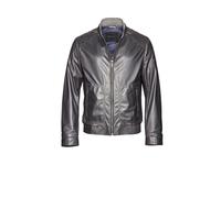 Lederjacke BUGATTI "BUGIRONIMO", Herren, Gr. 56, blau (dunkelblau), Obermaterial: 100% Lammleder LEL., uni, regular fit, V-Ausschnitt, Jacken, mit Stehkragen und Reisverschlüssen (94877363-56) dunkelb