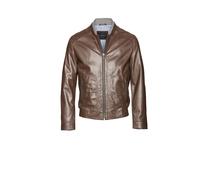 Lederjacke BUGATTI "BUGIRONIMO", Herren, Gr. 56, braun (dunkelbraun), Obermaterial: 100% Lammleder LEL., uni, regular fit, V-Ausschnitt, Jacken, mit Stehkragen und Reisverschlüssen (27772904-56) dunke