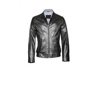 Lederjacke BUGATTI "BUGIRONIMO", Herren, Gr. 60, schwarz, Obermaterial: 100% Lammleder LEL., regular fit, V-Ausschnitt, Jacken, mit Stehkragen und Reisverschlüssen (12658629-60) schwarz