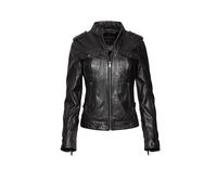 Lederjacke BUGATTI "BULady-102", Damen, Gr. 44, schwarz, Obermaterial: 100% Lammleder LEL. Futter: 100% Polyester PES. 100% Polyester PES., uni, modern fit, Rundhals, Jacken, aus hochwertigem Leder (7