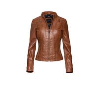 Lederjacke BUGATTI "BULady-106", Damen, Gr. 42, cognac, Obermaterial: 100% Lammleder LEL. Futter: 100% Polyester PES., Rundhals, Jacken, mit Ziernähten (63796102-42) cognac